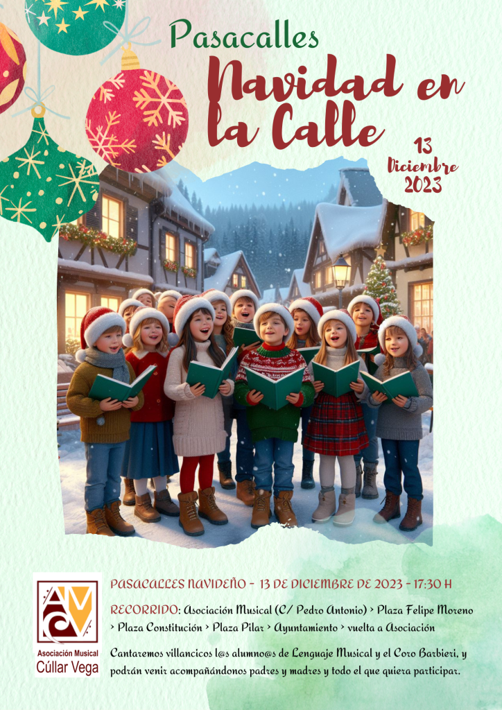 “La Navidad en la Calles” pasacalles de los alumnos de la Asociación Musical Cúllar vega