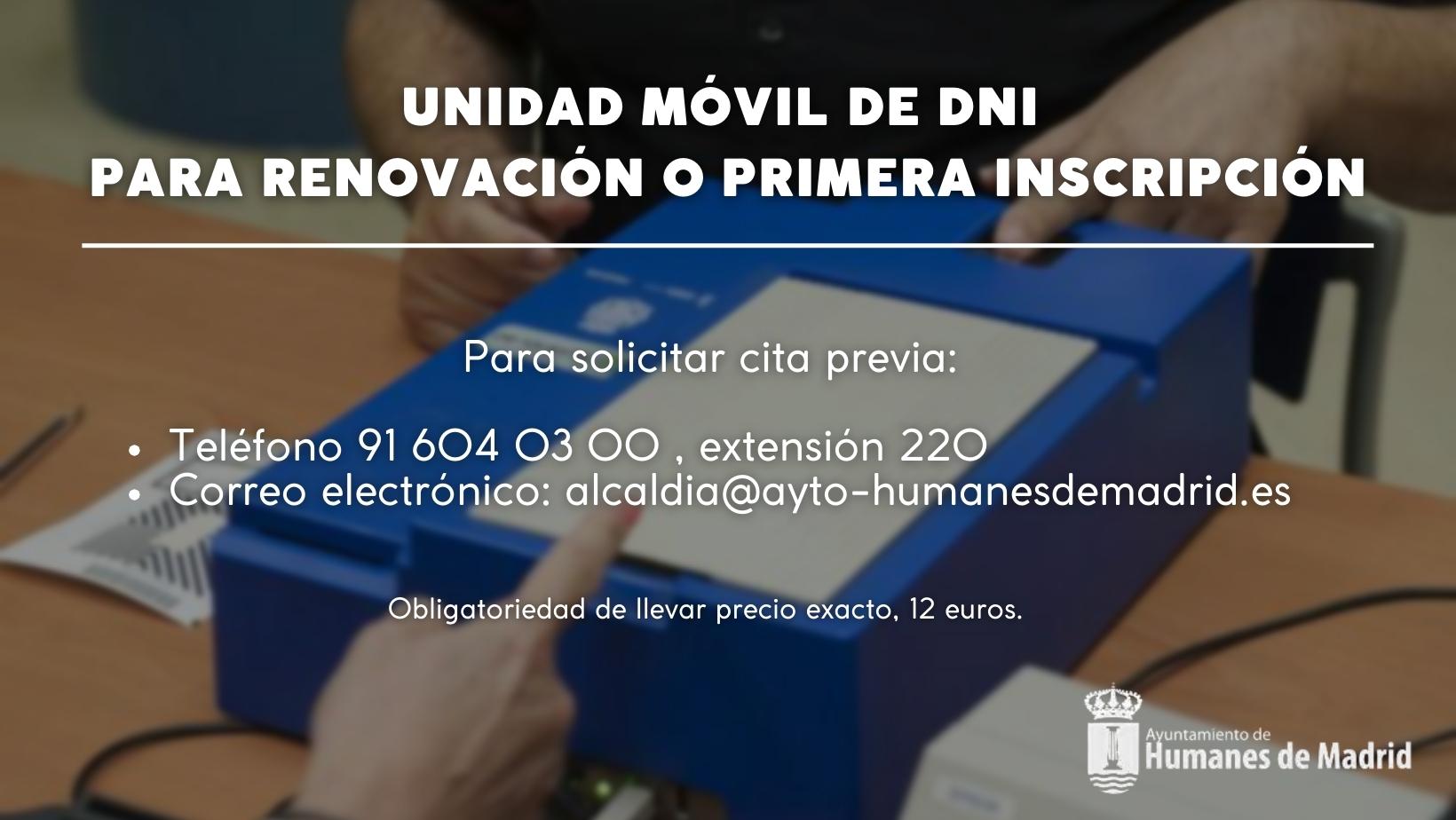 Una unidad móvil del DNI se desplazará a Humanes de Madrid el 22 de enero