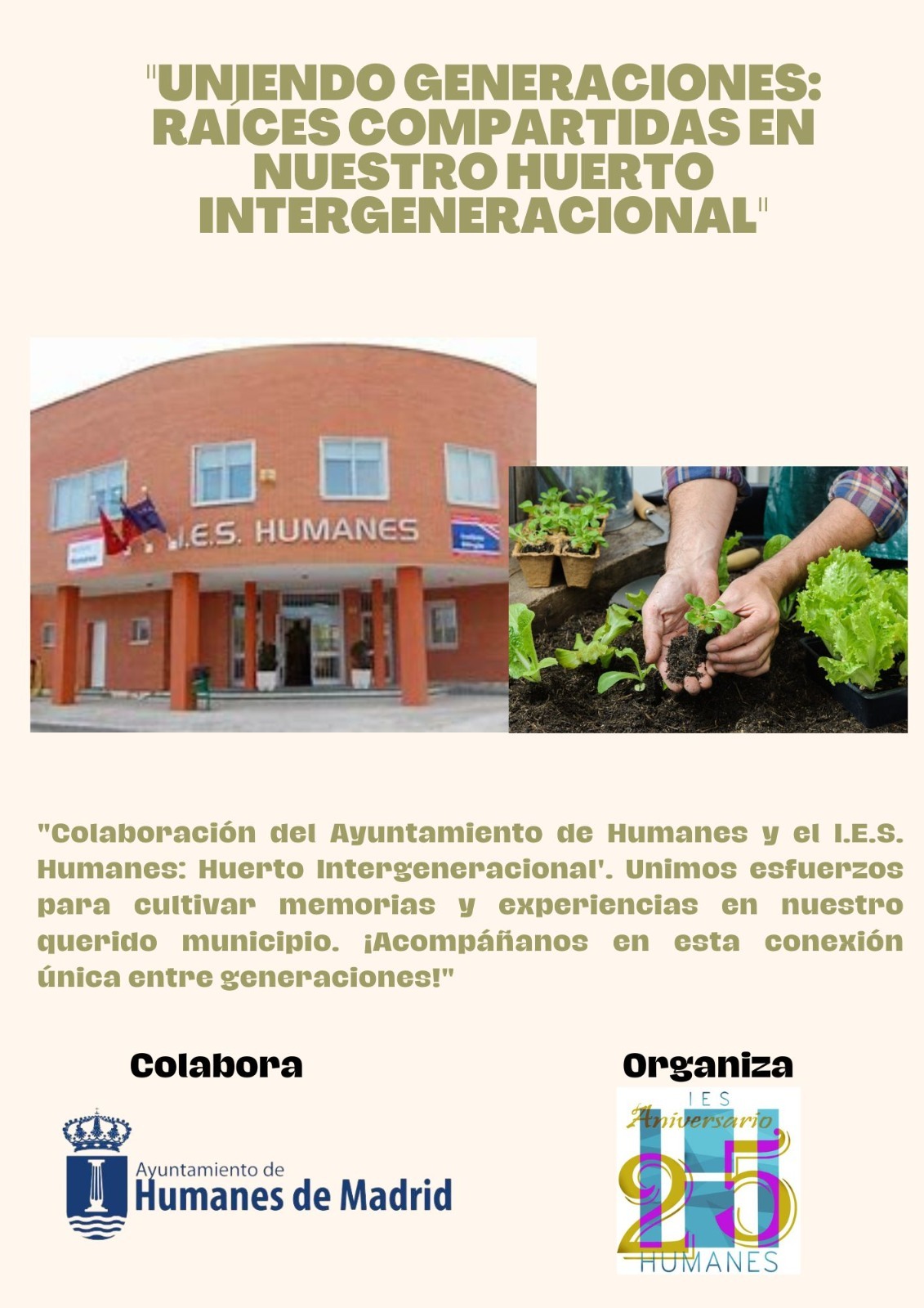 Un huerto intergenaracional unirá a los jóvenes y mayores de Humanes de Madrid a través del contacto con la Naturaleza