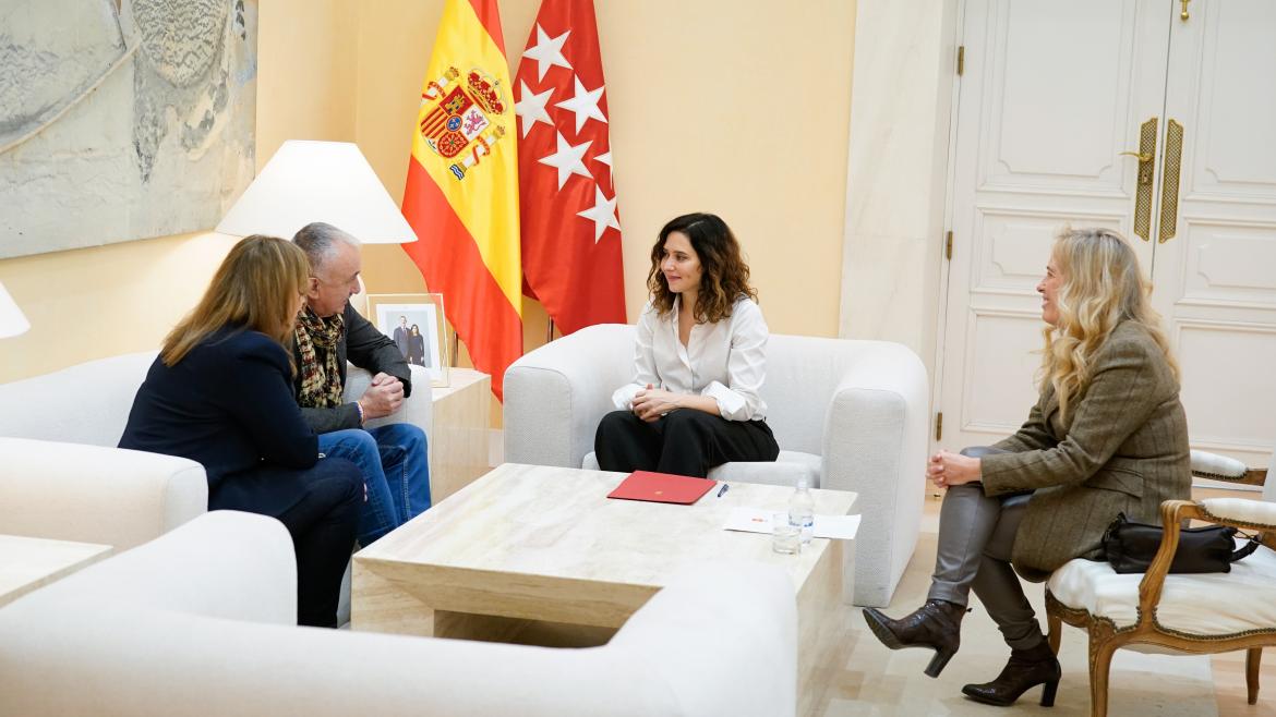 Díaz Ayuso aborda con UGT las políticas del Gobierno regional sobre empleo, formación, servicios públicos y siniestralidad laboral