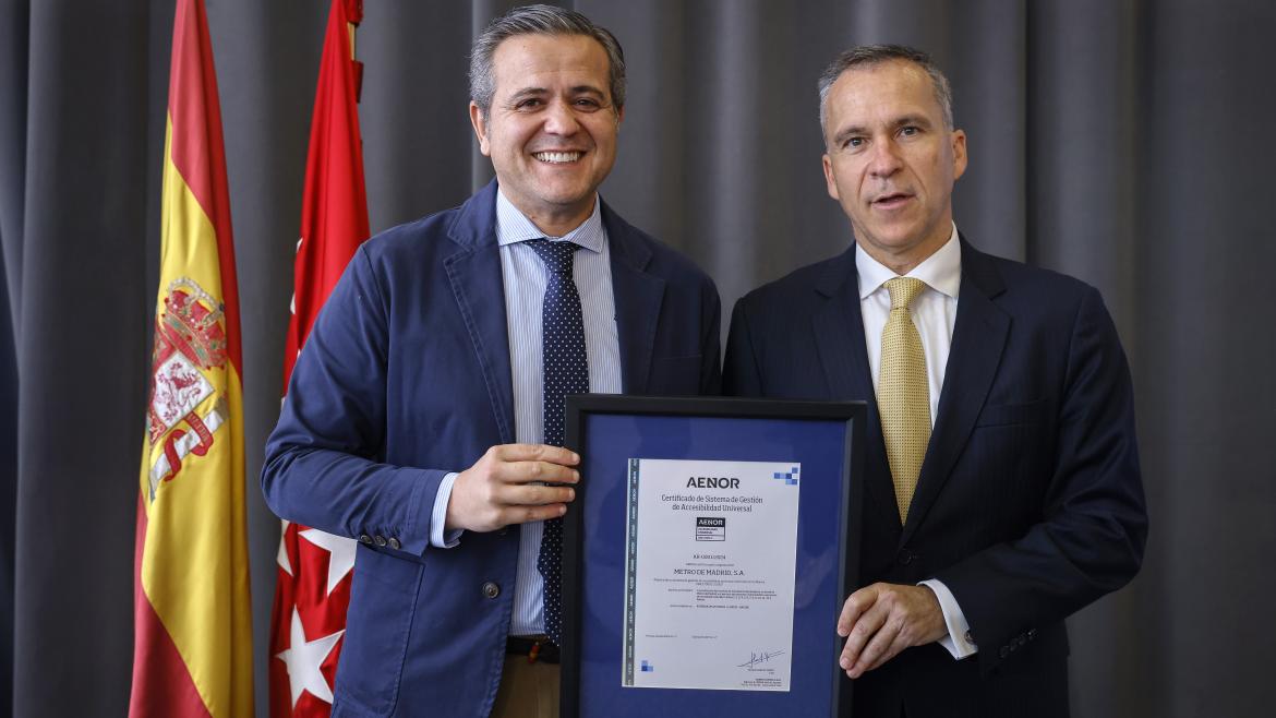 La Comunidad de Madrid recibe la certificación de AENOR en reconocimiento al compromiso de Metro con la accesibilidad universal