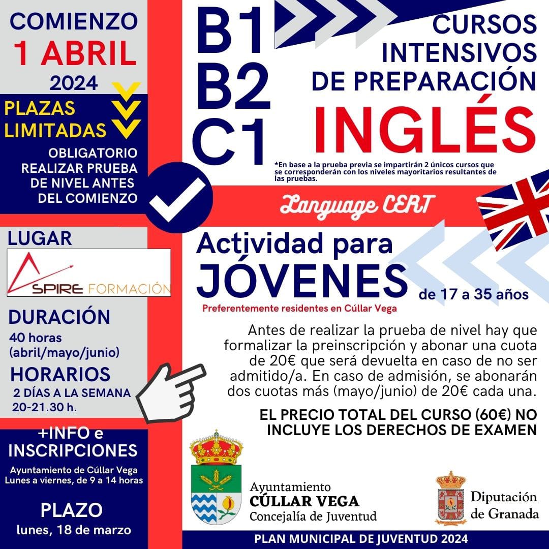 Cursos Intensivos de preparación de Inglés para jóvenes de 17 a 35 años