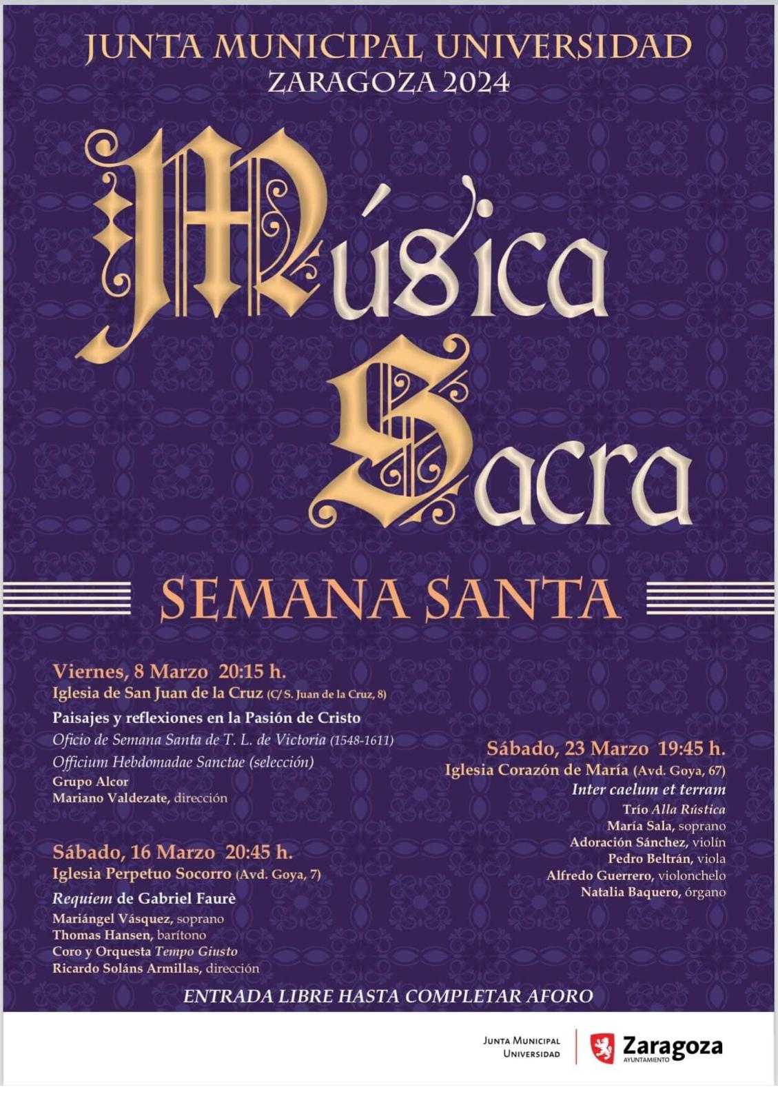 Las iglesias del distrito Universidad acogen dos conciertos de música sacra. Noticia. Ayuntamiento de Zaragoza